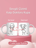 Sevgili Çizimli Kalp Doktoru Kupa