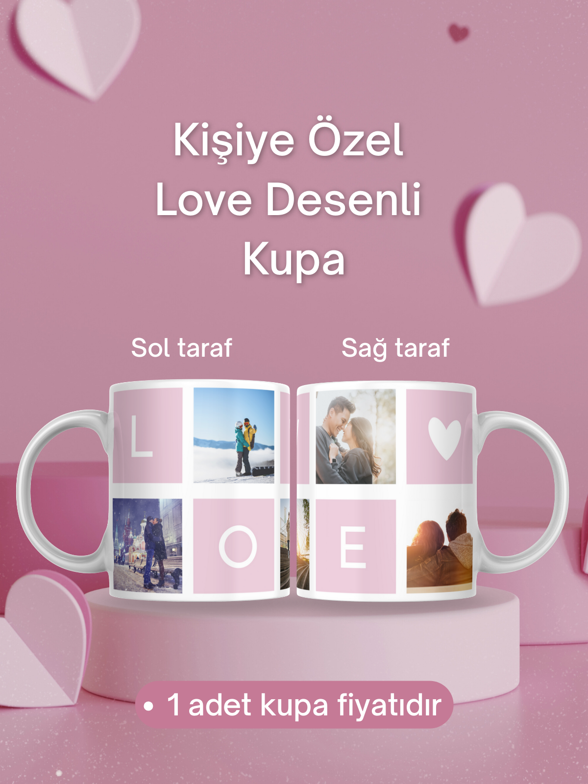 Kişiye Özel Love Desenli Kupa
