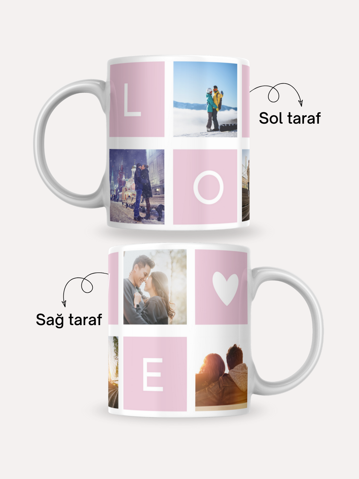 Kişiye Özel Love Desenli Kupa