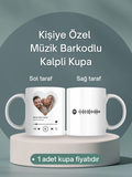 Kişiye Özel Müzik Barkodlu Kalpli Kupa