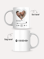 Kişiye Özel Müzik Barkodlu Kalpli Kupa