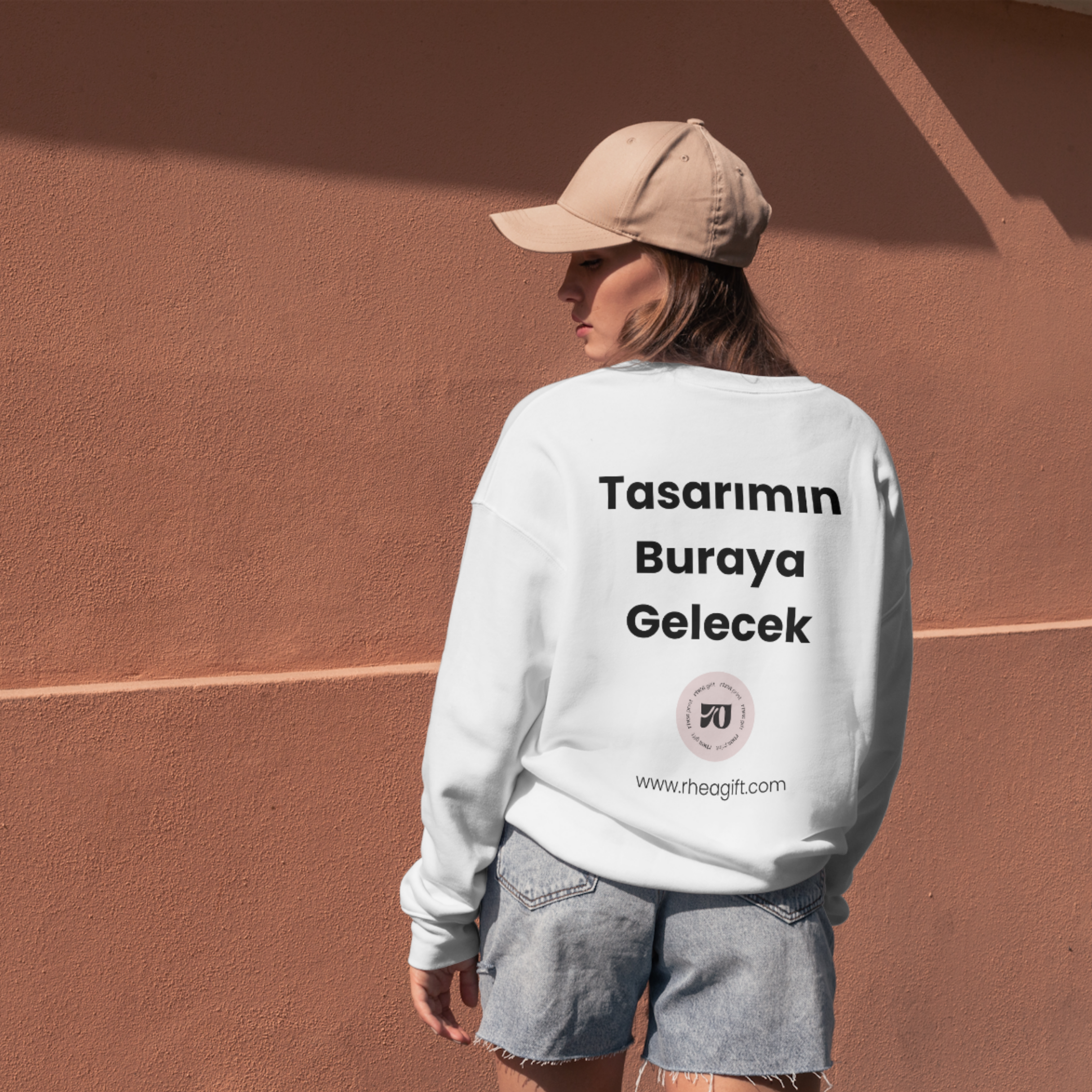 Kişiye Özel Baskılı Beyaz Sweatshirt