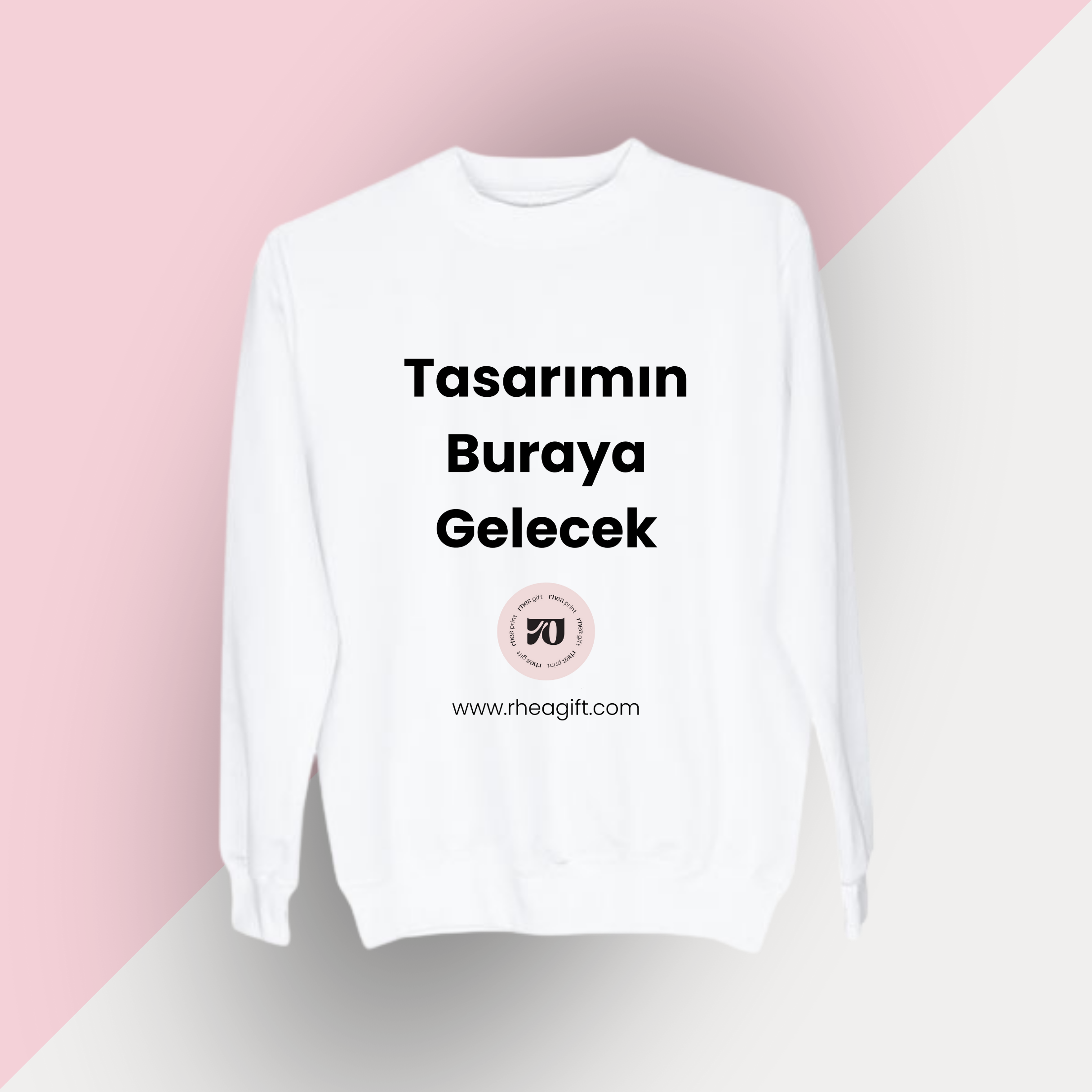 Kişiye Özel Baskılı Beyaz Sweatshirt